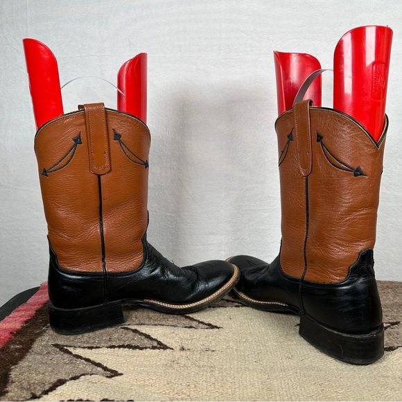 Anderson Bean Black and Brown‎ Leather Cowboy Boots round toe - Picture 13 of 13